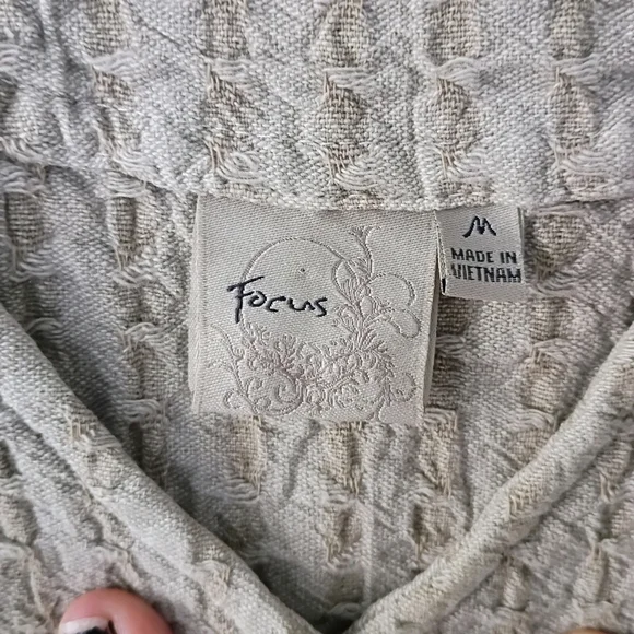 Focus 100% Cotton Crinkle Textured Button Front Jacket Natural Minimalist Coasta - Picture 2 of 7